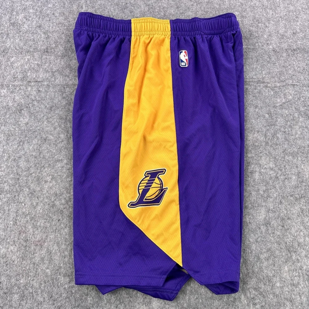 Los Angeles Lakers Shorts Mens Large Tall Purple Yellow NBA Basketball Nike